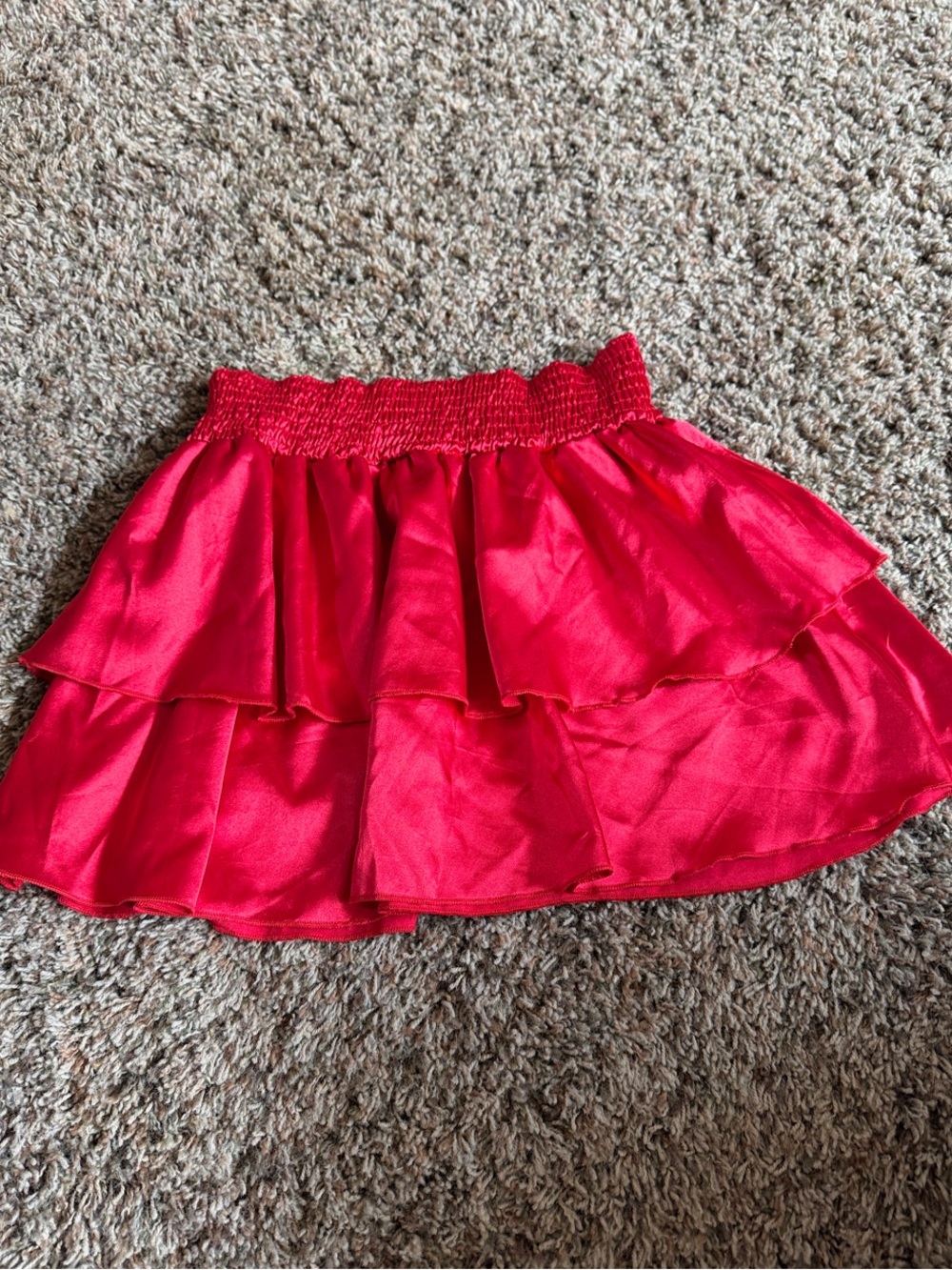 Source Unknown Bright Red Tiered Ruffle Mini Skirt